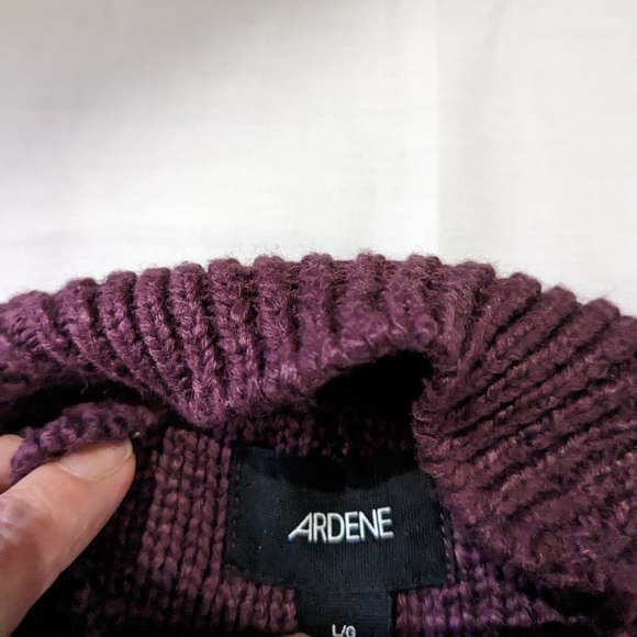 Ardene cold shoulder mock neck cable knit pullover sweater women's medium purple - Picture 3 of 4